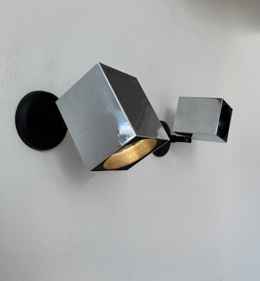 Coppia di applique vintage regolabili, metallo cromato, Francia, 1970
