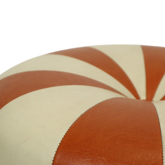 Image 1 of Round Vintage Pouf Skai Orange Cream