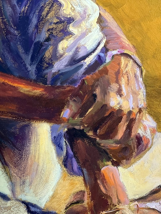 Image 1 of Giclee Reproductie van Olieverfschilderij "Man met Hoed - 2"