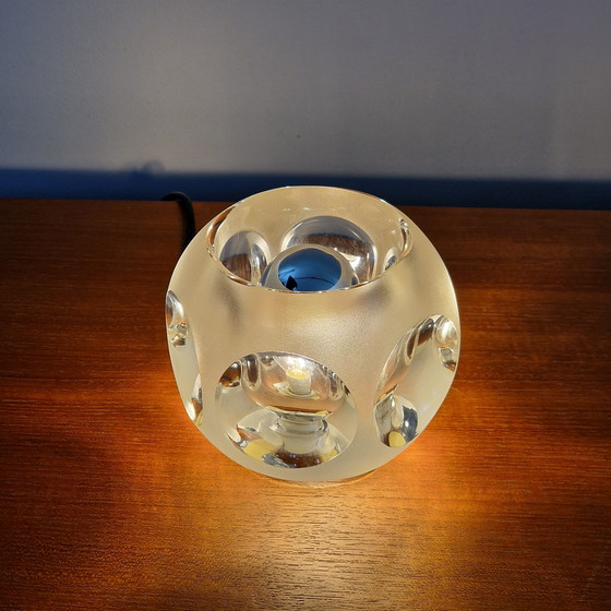Image 1 of A Vintage Peill & Putzler Table Lamp: Hexagon/Square Lamp Of Clear Glass, Germany 1970s