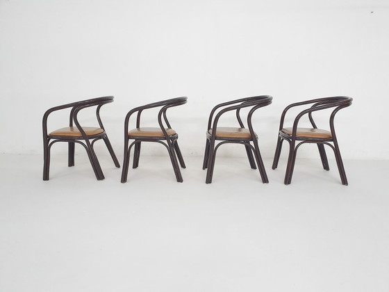 Image 1 of Ensemble de 4 chaises de salle à manger Manou avec assise en cuir, Pays-Bas, années 1970