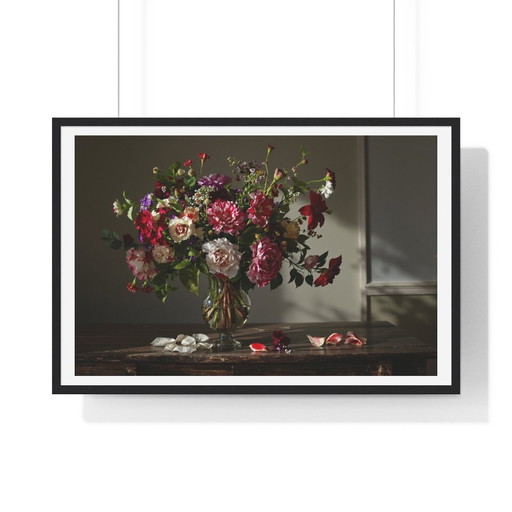 Stillleben mit Blumen und fallenden Blütenblättern (XL) Limitiert und signiert