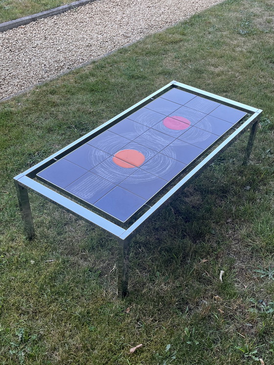 Image 1 of Coffee table 70s , ceramic tiles with chrome
