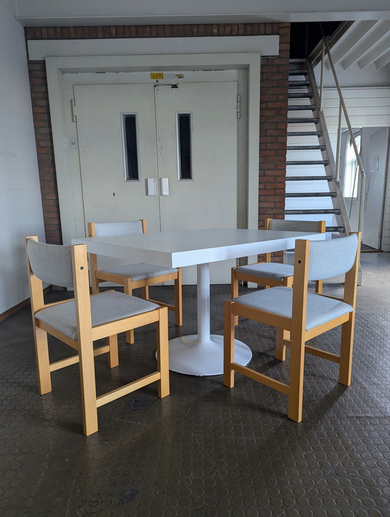 Image 1 of Vintage Dining Table With 4 Light Farstrup Chairs