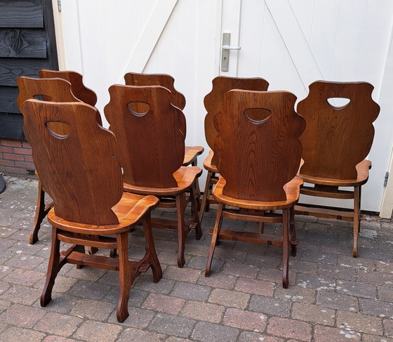 Image 1 of 8 x Brutalistische Eichenstühle.