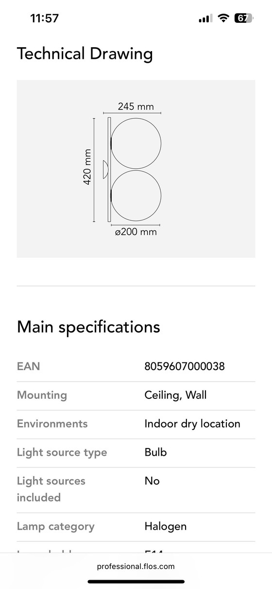 Image 1 of Flos IC Cw-1 Lampada doppia