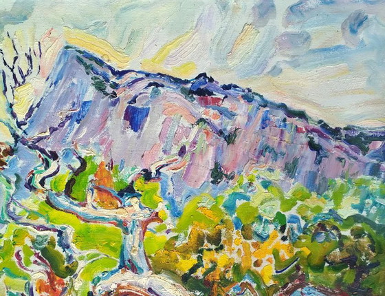 Origineel olieverfschilderij: Landschap, natuur, lenteochtend in de bergen – Schilderijen & Tekeningen, Canvas (photo 3 of 5)