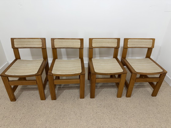 4 Vintage massief iepenhouten eetkamerstoelen jaren 70 – Wood (photo 6 of 12)