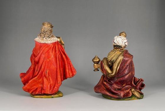 Image 1 of 2 Vintage kerstfiguren Italië – Drie Wijzen – Handbeschilderd in de stijl van Fontanini / Landi