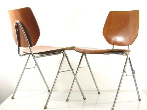 Image 1 of Danish Stackable Plywood Chairs, 1960s — Jacobsen Style