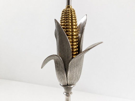 Corn Cob Lamp Base by Maison Charles in Silvered and Gilded Bronze, France, 1970 – Table lamps (photo 4 of 7)