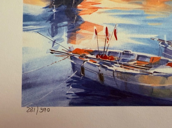 Image 1 of Ella Fort: "St. Raphael." Hand-signed and numbered color lithograph.  Here number 281/390.