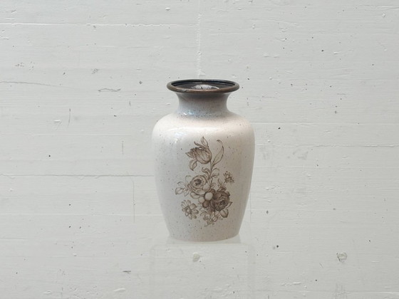 Image 1 of West Germany ceramic vase with floral decoration – 1960s/70s