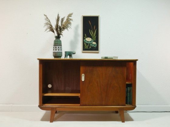 Image 1 of Vintage 1960s sideboard, mid-century TV cabinet, display cabinet with lighting, Germany