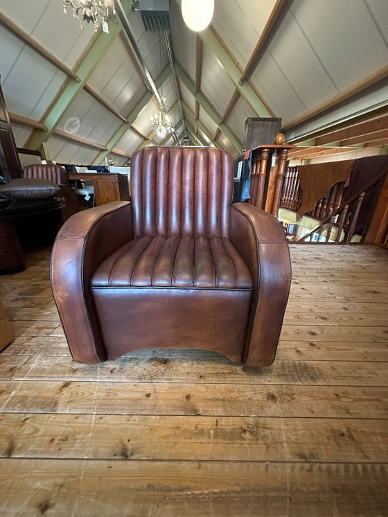 Image 1 of Art Deco sheepskin sofa. 3+1+1