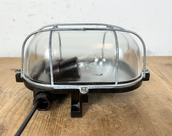 Image 1 of Industrial Brown Bakelite Wall Light with Clear Glass, 1960s