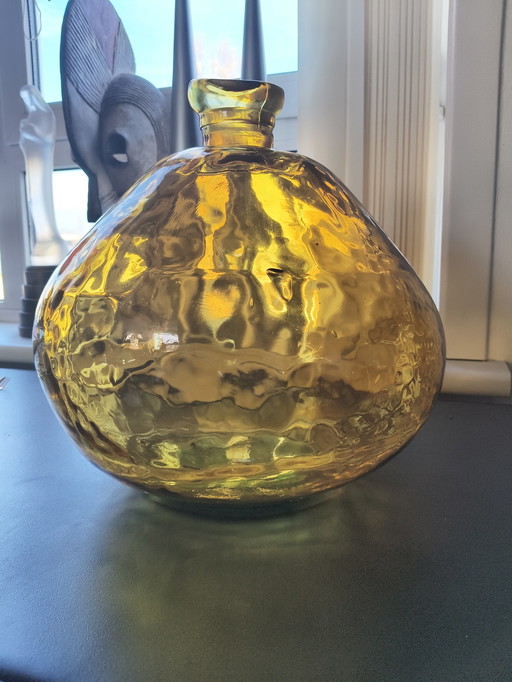 2881 Design amber glass brutalist vase by J-Line