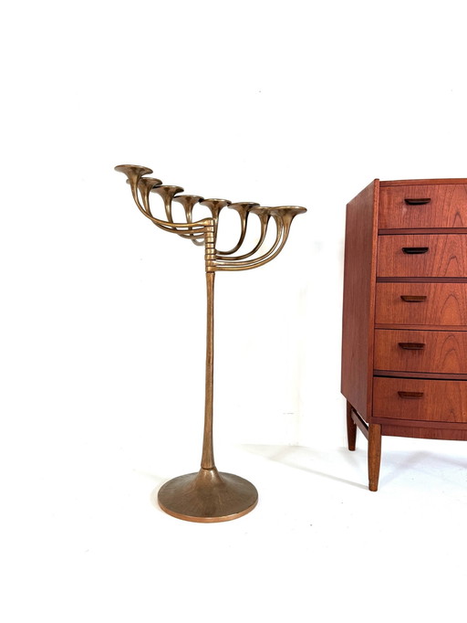 Brutalist XL bronze candlestick, Michael Harjes '70