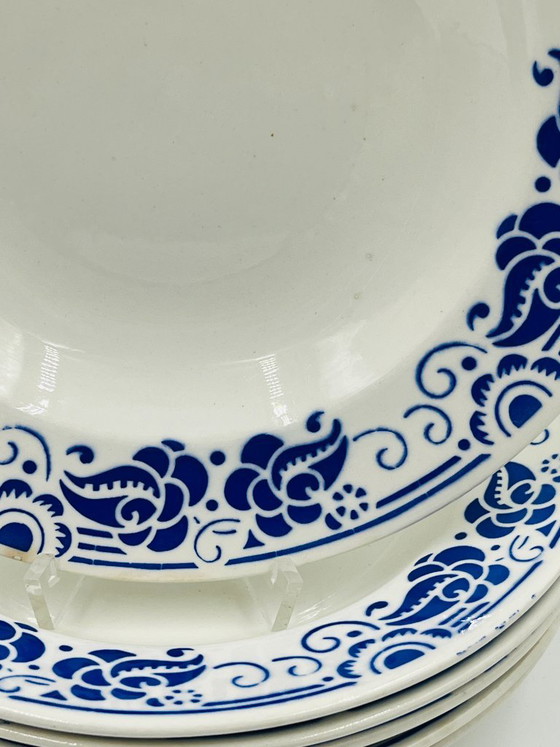 Set van 6 Boch soepborden in kasjmierblauw. – Boch La Louvière, Servies, Ceramic (photo 7 of 10)