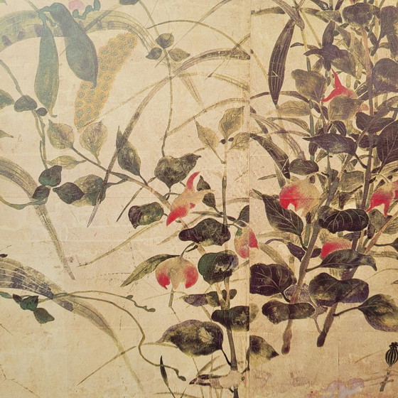 Image 1 of Afdruk op papier, fragment van “Zomer- en herfstbloemen”, Tawaraya Sōtatsu, Rimpa-school, jaren 90 - Japan