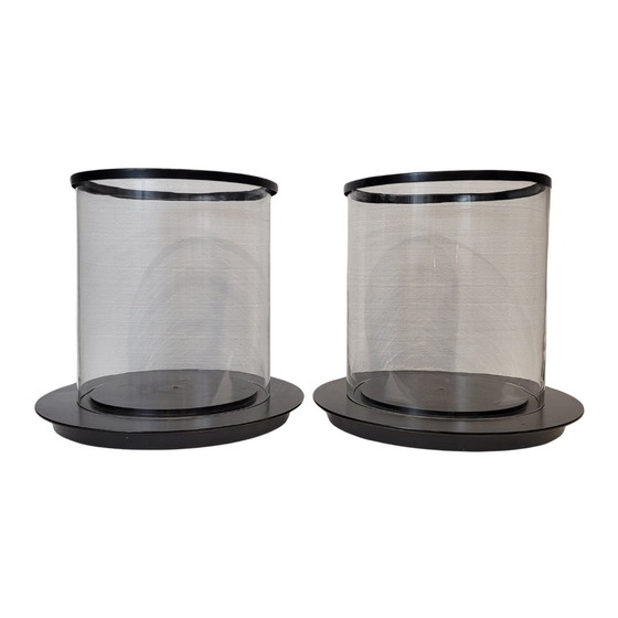 Image 1 of Paar Kerzenhalter, Photophoren, Kerzenständer, Glas und Metall, 90er Jahre – Frankreich