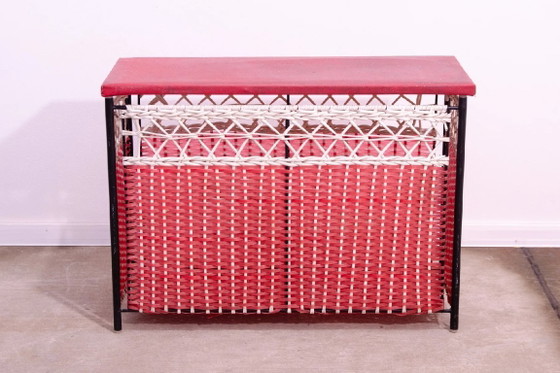 Vintage Laundry Basket, Woven Storage Hamper, 1980s, Czechoslovakia – Storage cabinet, Metal, Plastic (photo 2 of 8)