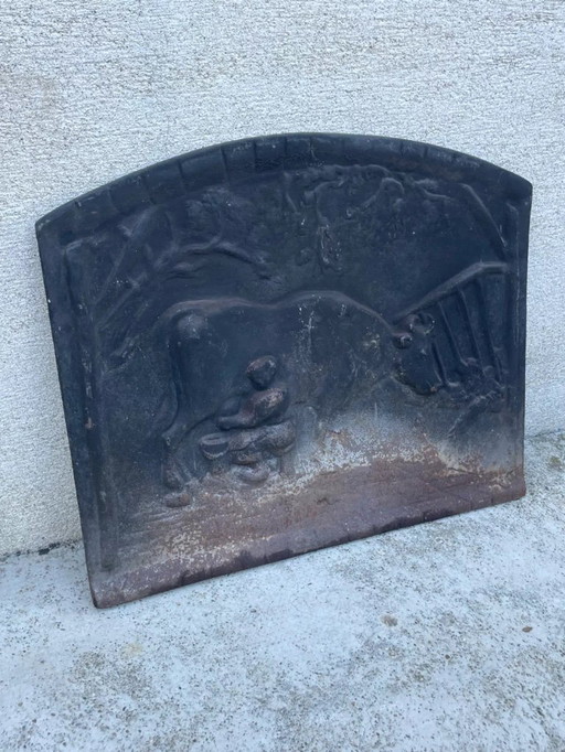 Antique cast iron fireplace backplate