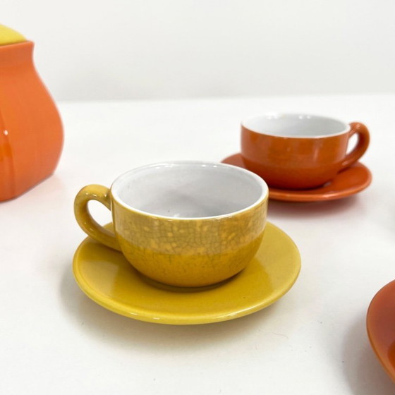 Image 1 of Yellow & Orange Ceramic Tea Service from Naj Oleari, 1980s