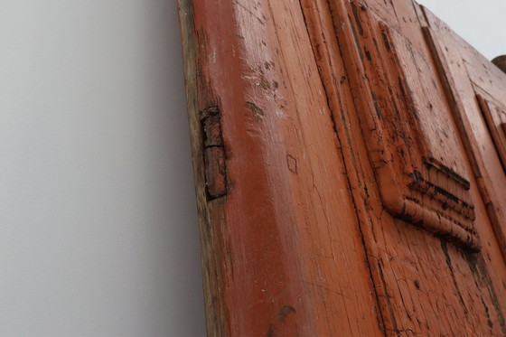 Image 1 of Grandes portes de monastère du 17e siècle en chêne laqué à la terre cuite, Portugal