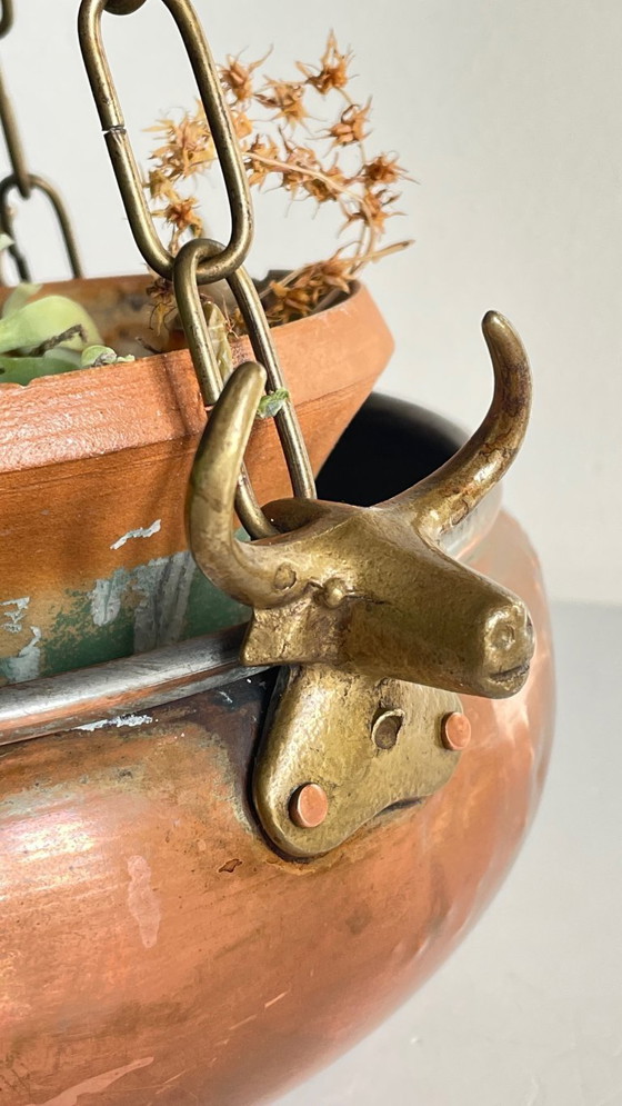 Image 1 of Fioriera sospesa con 3 bufali d'epoca
