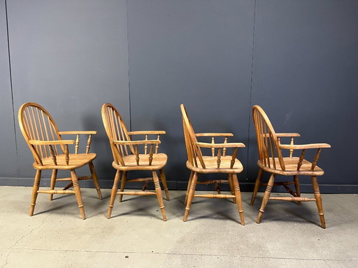 Hermosas sillas de comedor estilo Windsor inglés, juego de 4