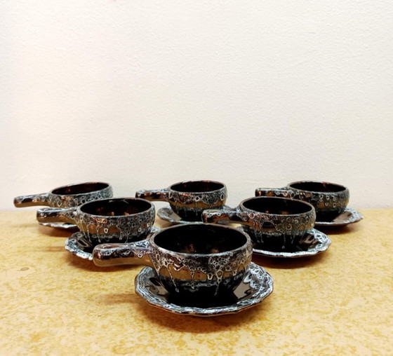 Image 1 of 6x vintage Sars Poteries coffee cups, 1960s