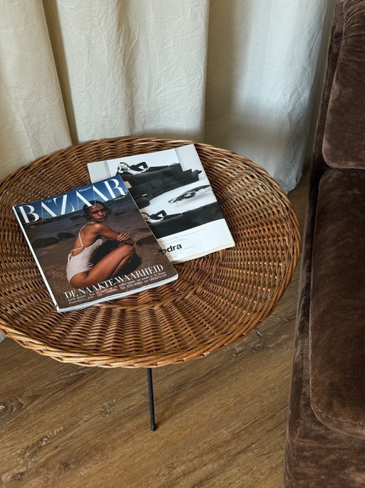 Cestino portariviste in rattan vintage anni '60, modello Artimeta per Metz & Co.