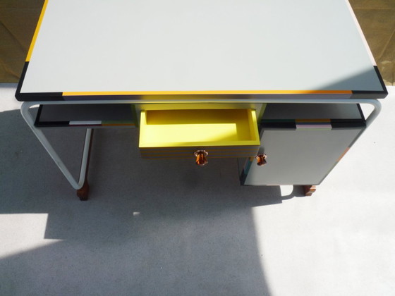 Bureau Vintage Structure Tube Acier – tork, Bureaux, Iron, Wood (photo 8 of 9)