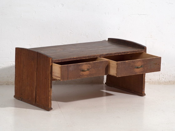 Japanese Low Desk Table with Drawers in Cedar – Showa Period (c.1926–1970) – Coffee tables, Metal, Rustic (photo 24 of 40)