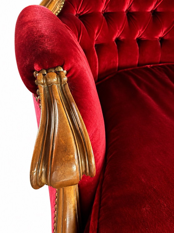 Set di 2 Poltrone classiche | velluto rosso | intaglio in legno (photo 8 of 9)