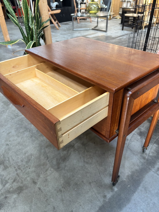 Image 1 of Vintage Danish Mid-Century Teak Sewing Cabinet/Chest