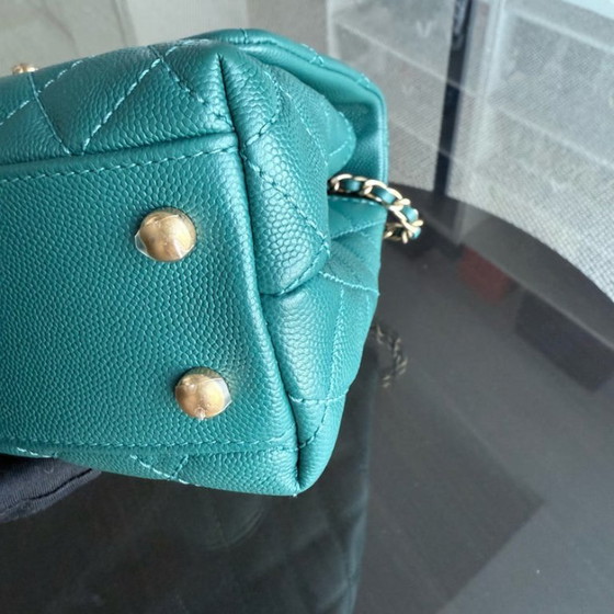 Image 1 of Chanel Coco Handle Small - Caviar Quilted Grained Calfskin Green Gold Hardware Series 27