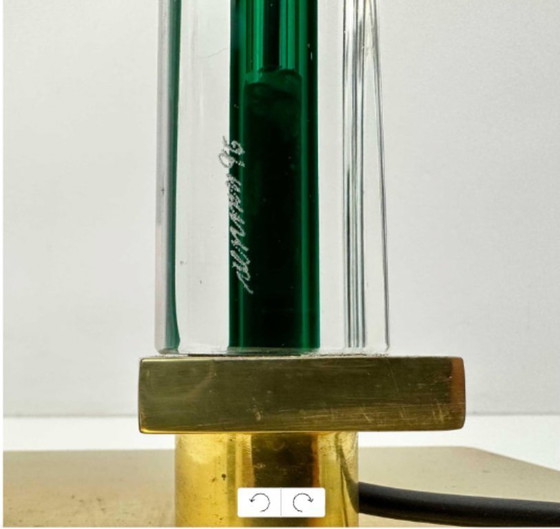 Image 1 of Lámpara de pie "Tolboi" de cristal de Murano Venini del siglo XX en verde