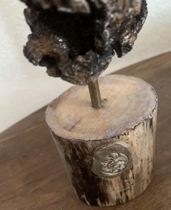 Image 1 of Gemaakt door een vrouw, met behulp van aarde en drijfhout.