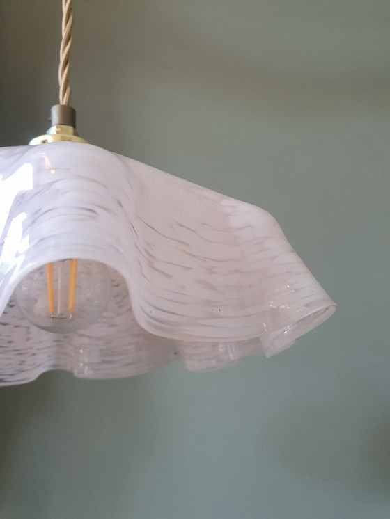 Image 1 of Lampada a sospensione vintage in vetro di Clichy, anni '30, lampada da soffitto Art Déco