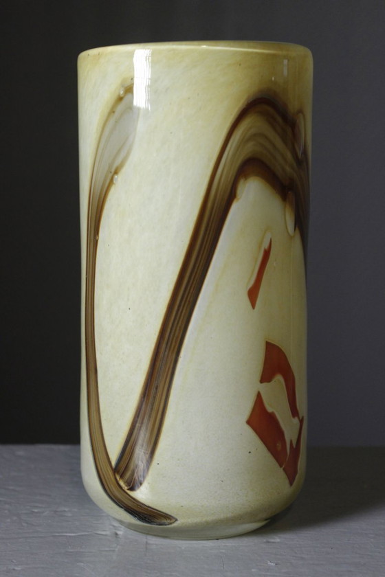 Verrerie De La Rochère - Vase Cylindre Décor Abstrait France XXème – Glass (photo 3 of 8)