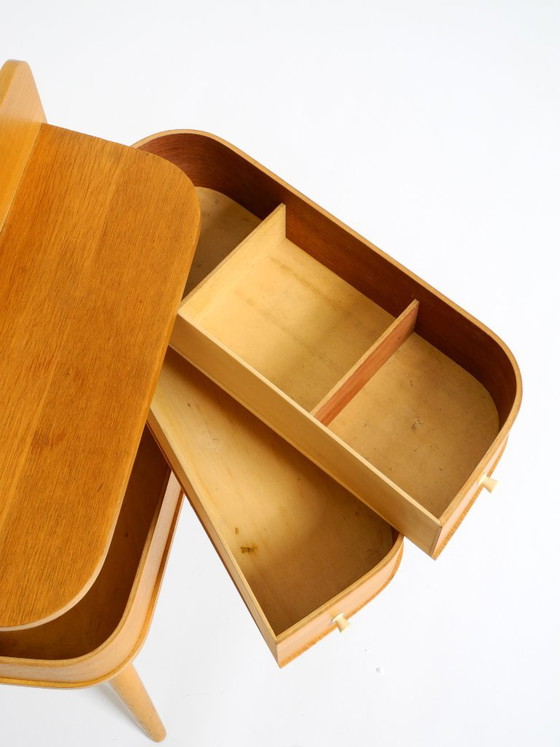 Bellissima scatola da cucito originale in teak Mid Century con scomparti a cerniera – Tavolini, Legno (photo 16 of 20)