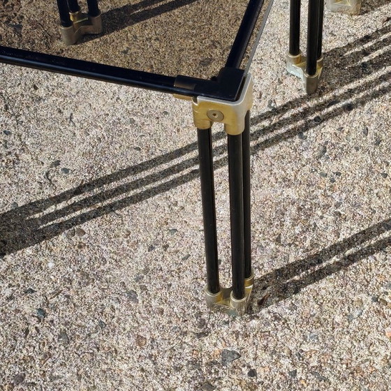 Tables gigognes en verre noir et or, Tables d'appoint, Métal, Vintage (photo 10 sur 15)