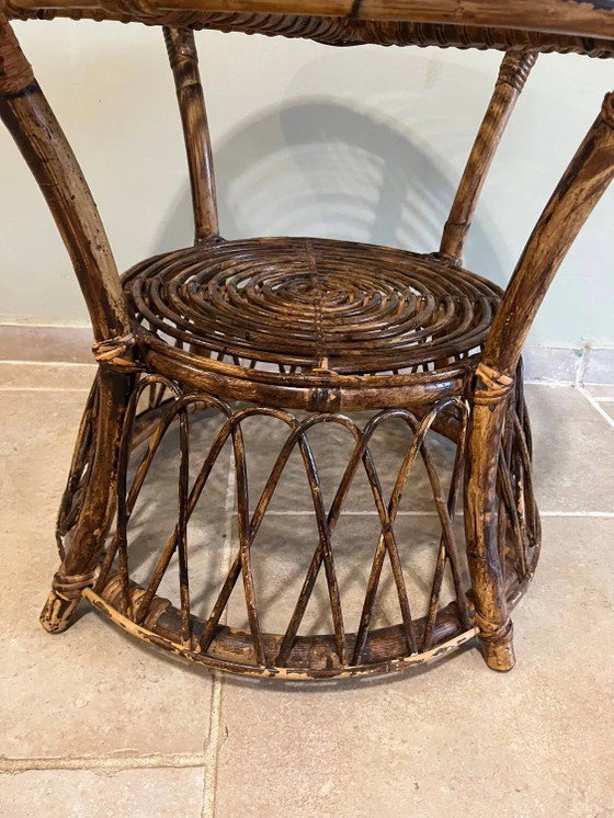 Mesa redonda de ratán – Mesas de centro, Wicker, Rattan, Vintage (photo 3 of 15)