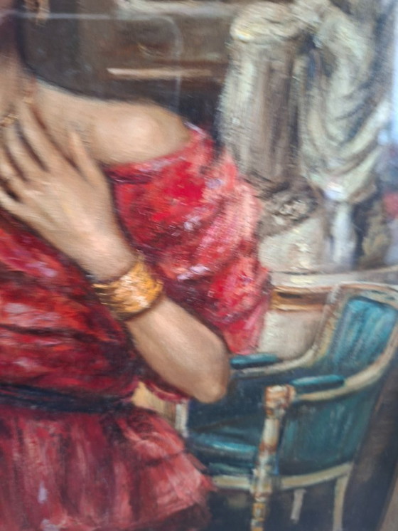 Image 1 of Splendide tableau de Franco Rispoli, école napolitaine, portrait de femme