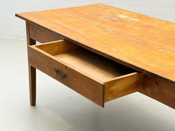 Image 1 of Farmhouse wooden table made of solid softwood, 1960s