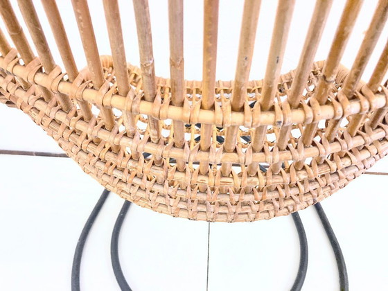 Image 1 of 2 armchairs with stool in rattan 60s design