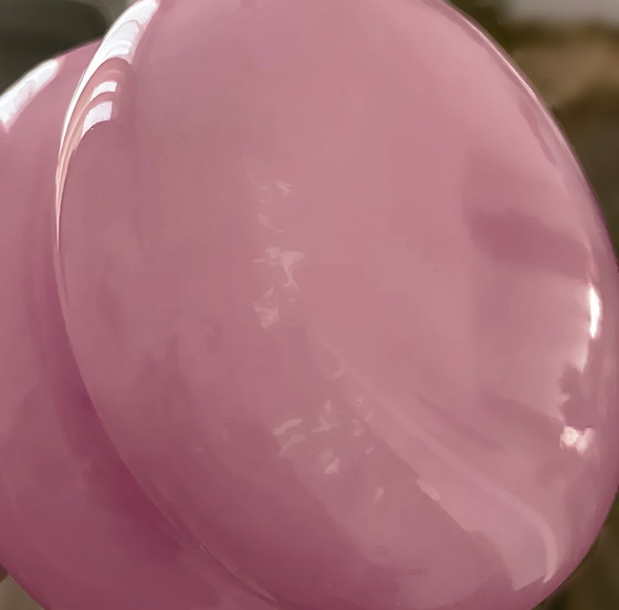 Image 1 of Retro Pink Bauhaus Lollipop Ripple Led glass table lamp