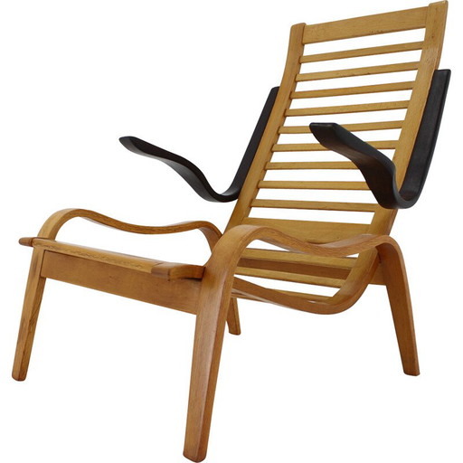 Poltrona vintage in faggio curvato, Cecoslovacchia, 1960